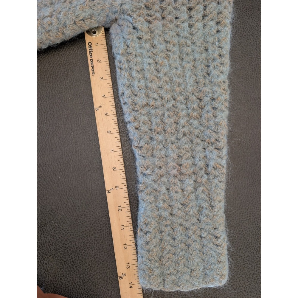 Handmade Blue Chunky Knit Crochet Wool Cardigan Sweater Open Front Girls 10 12 - Picture 5 of 12